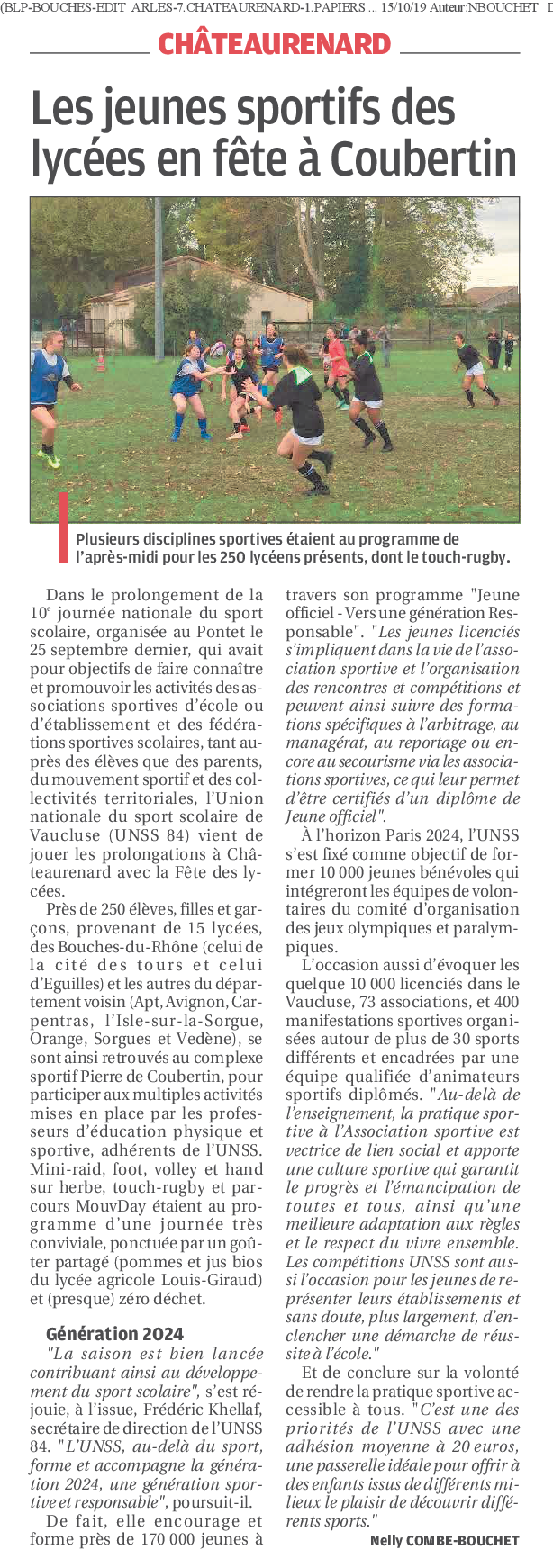 article la Provence_fete des lycées09oct19