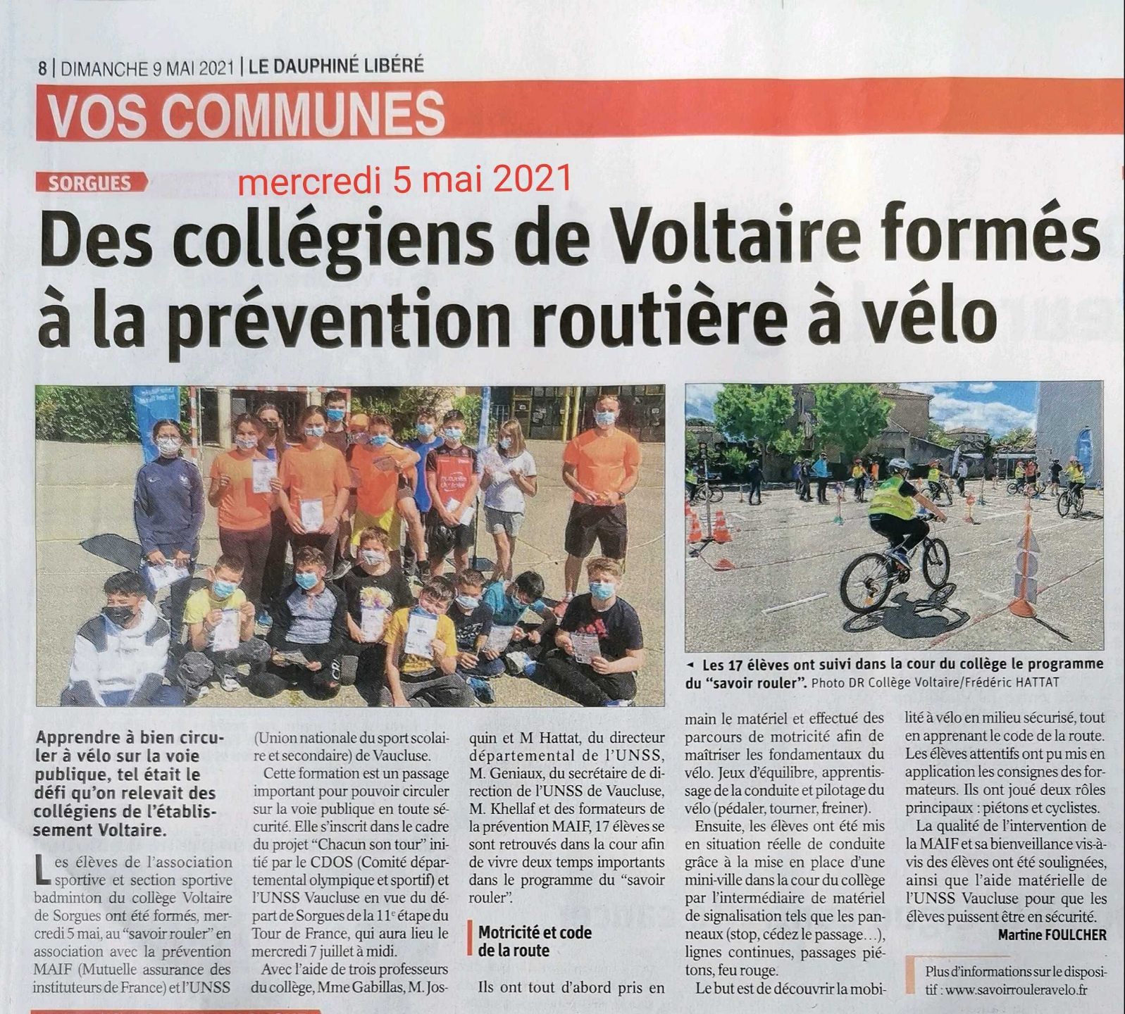 2021_05_05_Vaucluse Matin_Section-AS Formation vélo